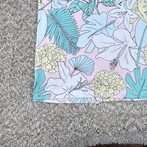 Bad Birdie Polo Shirt Mens XL Pink Blue Tropical Floral Performance Stretch Golf - Picture 3 of 12